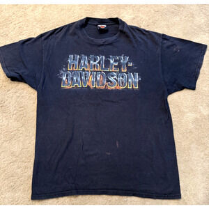Vintage Harley Davidson Tee Mens Oklahoma City 2000's Back Front Hit Size L